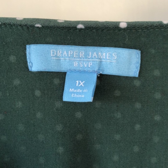 Draper James RSVP Green Polka Dot Smocked Waist Long Sleeve Midi Dress Size 1X - Picture 4 of 12